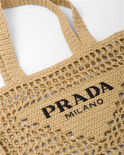 prada crochet tote bag natural|Prada foldable shopping tote.